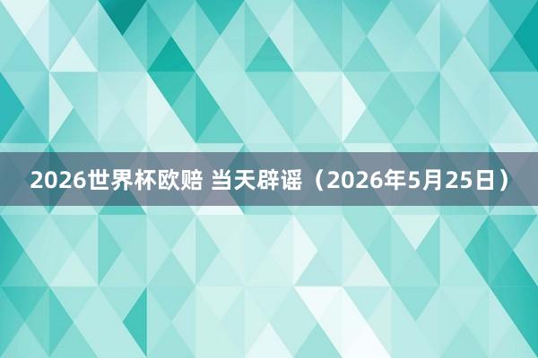 2026世界杯欧赔 当天辟谣(2026年5月25日)