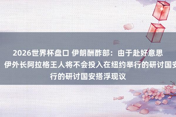 2026世界杯盘口 伊朗酬酢部：由于赴好意思签证问题，伊外长阿拉格王人将不会投入在纽约举行的研讨国安搭浮现议