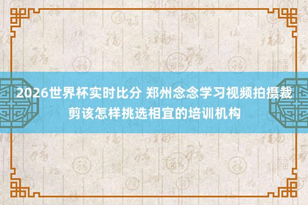 2026世界杯实时比分 郑州念念学习视频拍摄裁剪该怎样挑选相宜的培训机构