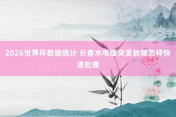 2026世界杯数据统计 长春水电暖突发故障怎样快速处理