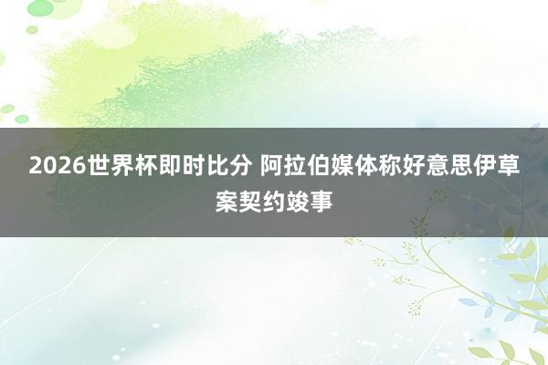 2026世界杯即时比分 阿拉伯媒体称好意思伊草案契约竣事
