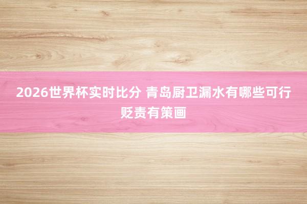 2026世界杯实时比分 青岛厨卫漏水有哪些可行贬责有策画