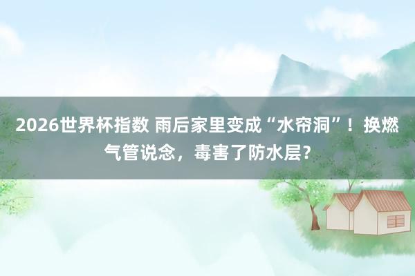 2026世界杯指数 雨后家里变成“水帘洞”！换燃气管说念，毒害了防水层？