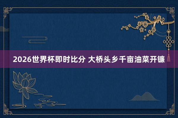 2026世界杯即时比分 大桥头乡千亩油菜开镰