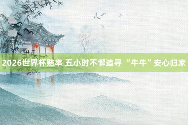 2026世界杯赔率 五小时不懈追寻 “牛牛”安心归家