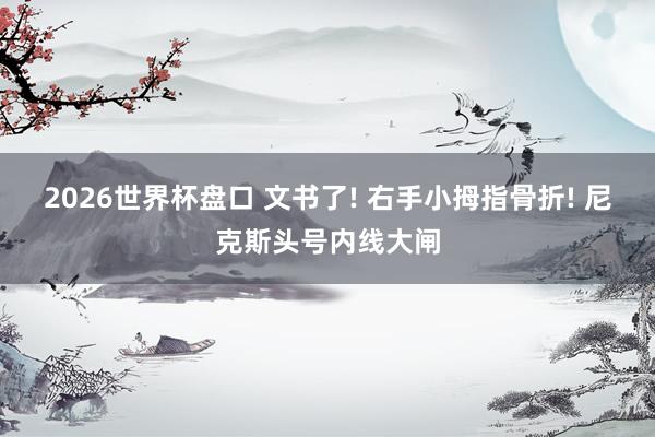 2026世界杯盘口 文书了! 右手小拇指骨折! 尼克斯头号内线大闸