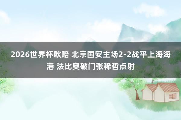 2026世界杯欧赔 北京国安主场2-2战平上海海港 法比奥破门张稀哲点射