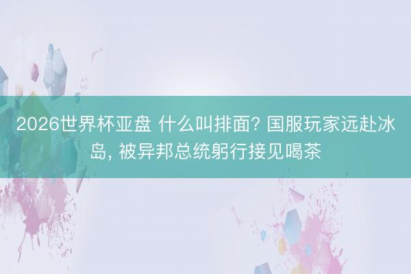 2026世界杯亚盘 什么叫排面? 国服玩家远赴冰岛， 被异邦总统躬行接见喝茶
